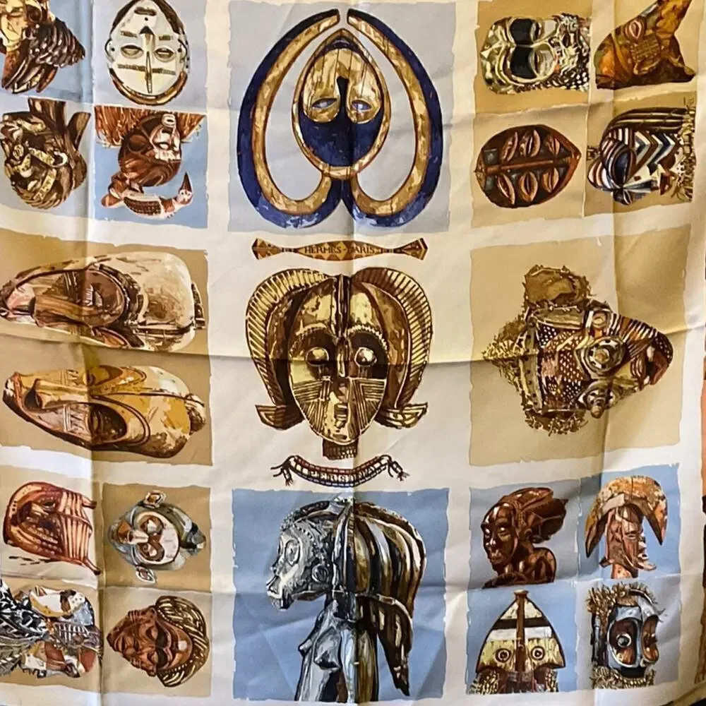 Hermes 100% Silk Scarf Carre Persona by Loic Dubigeon 90cm Square Rare - Picture 11 of 16